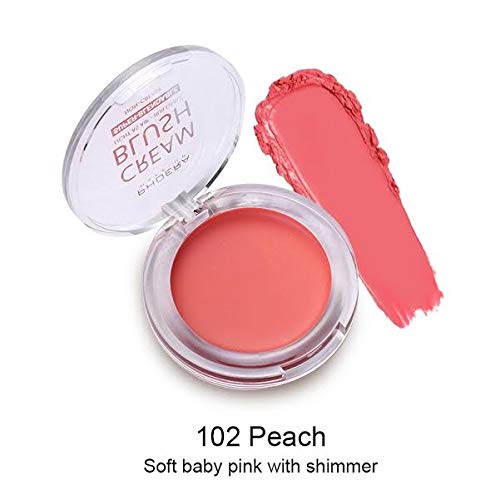 PHOERA Makeup Face Cheek Blush Cream Matte Blusher Super blend-able Sweat-Resistant Pressed Foundation Non_Greasy Palette (102 PEACH)