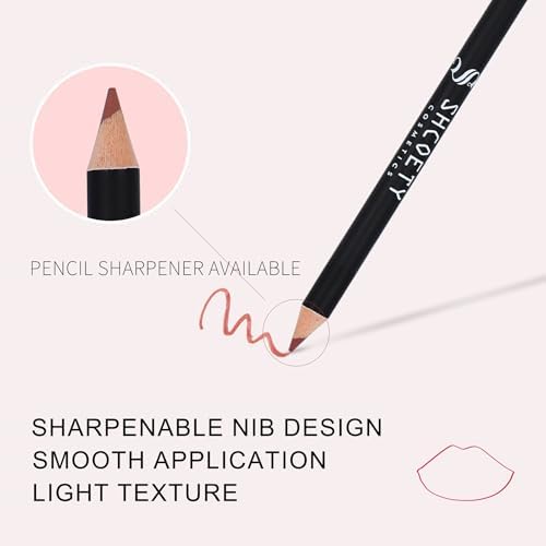 12 Colors Brown Lip Liner Set for Women- Dark Red Nude Waterproof Lip Pencils for Defining & Filling Lips, Long-Lasting Smooth Lip Makeup, High Pigmented Lip Liner Pack