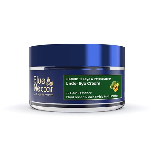 Blue Nectar Shubhr Under Eye Cream for Dark Circles with Papaya, Potato Starch & Niacinamide | Best Under Eye Cream for Men | Eye Cream for Dark Circles & Wrinkles (18 Herbs,15g)