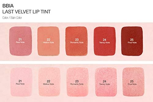 BBIA Last Velvet Lip Tint - Soft & Creamy Matte Finish Lip Stain, Blur Effect with Velvety Texture, Long-Lasting, High Pigment, Lightweight, Non-Drying, Korean Lip Makeup (24 TRENDY NOTE)