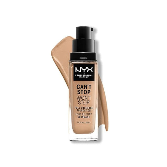 NYX PROFESSIONAL MAKEUP Can't Stop Won't Stop Foundation, 24h Full Coverage Matte Finish - Soft Beige