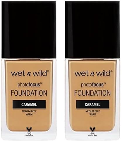 Wet n Wild Photo Focus Matte Liquid Foundation Caramel, Vegan & Cruelty-Free (Pack of 2)