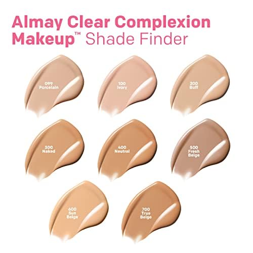 Almay Clear Complexion Acne Foundation Makeup with Salicylic Acid, Medium Coverage, Soft Matte Finish, Hypoallergenic, Cruelty- & Fragrance-Free, Dermatologist Tested, 730 Golden Caramel, 1 fl oz