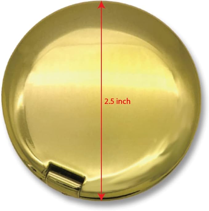 2 Pcs Folding Compact Travel Makeup Mirror 2X 1x Magnification Portable Mini Beauty Accessories (Glossy Gold)