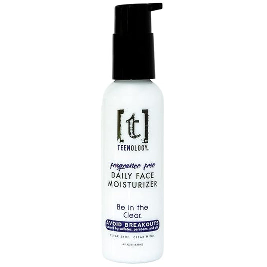 Teenology Fragrance Free Face Moisturizer for Teens - Avoid Acne and Breakouts - 4 Ounce