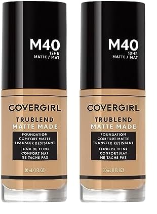 Covergirl Trublend Matte Made Liquid Foundation, T10 Golden Amber, 1 Fl Oz (Pack of 2)