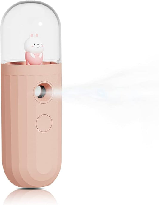 Nano Mister, Mate2GO Eyelash Nebulizer Nano Facial Mister Cool Mist Steamer Handy Mist Sprayer Moisturizing & Hydrating for Skin Care, Makeup, Eyelash Extensions, USB Rechargeable - New Pink