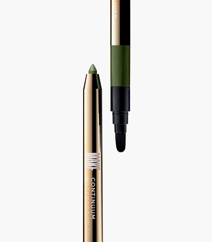 MAKE Beauty Continuum Waterproof Gel Eyeliner Pencil. Creamy, Pigmented Multi-Use, including Waterline with Built-in Sharpener and Blending Brush. Smudge-Proof Makeup. Shade - Gamma Ray, Olive