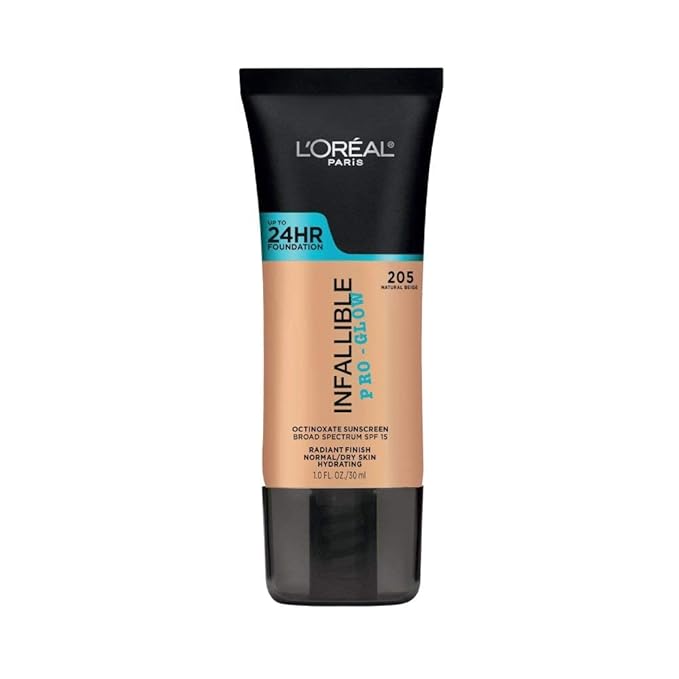 L'Oreal Paris Makeup Infallible Up to 24HR Pro-Glow Foundation, Natural Beige, 1 fl oz.
