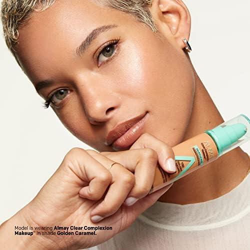 Almay Clear Complexion Acne Foundation Makeup with Salicylic Acid, Medium Coverage, Soft Matte Finish, Hypoallergenic, Cruelty- & Fragrance-Free, Dermatologist Tested, 730 Golden Caramel, 1 fl oz