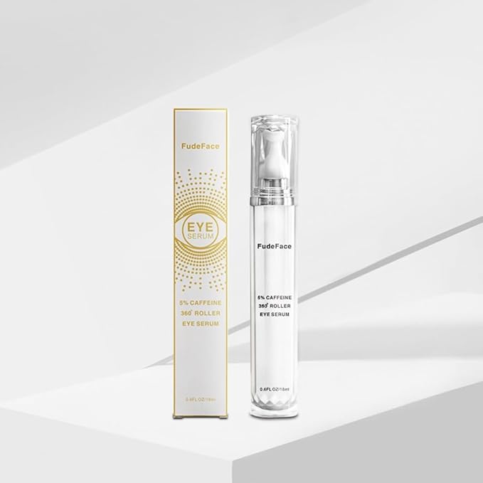 5% Caffeine Eye Serum and Under Eye Roller Cream for Dark Circles and Puffiness, Cafeine with 360° Massage Ball Reduce Wrinkles and Fine Lines,Bags under eyes