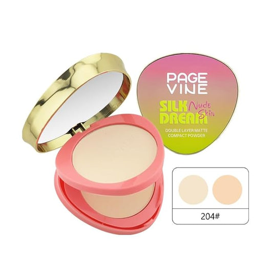 Dau Dau SILK DREAM Double Layer Matte Compact Powder,Blendable Oil Free Foundation Powder,Full Coverage with Flawless Finish