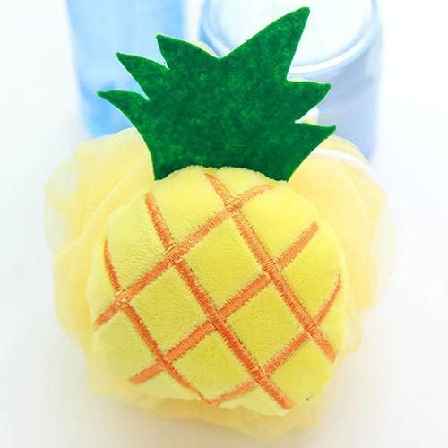 Yellow Pineapple Soft Fruit Shape Bath Puff Body Foam Bubble Net Ball Body Scrubber Shower Sponge Pouf Loofahs Mesh Shower Ball Loofah Bath Sponge for Kids Adults Beauty Bathing Bath Sponges