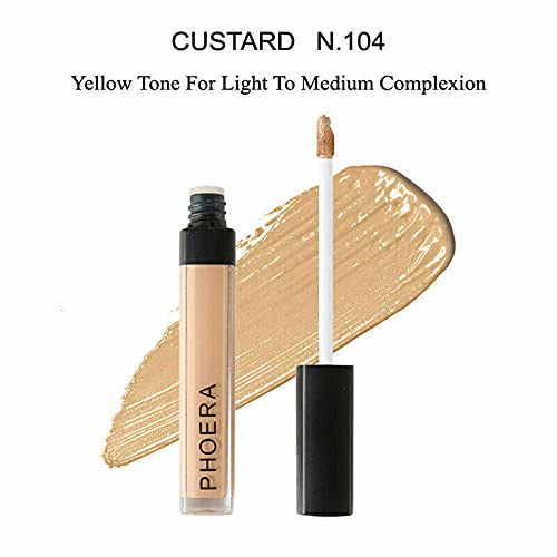 AQUAPURITY PHOERA Liquid Concealer Full Coverage Makeup Face Moisturizer Foundation Conceal Under Eye Dark Circles (104 CUSTARD)