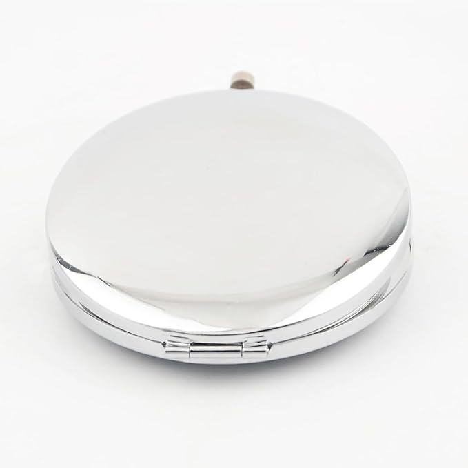 2pcs Magnifying Compact Mirrors 1X 2X Purse Pocket Makeup Mirror Folding Travel Mirrors Sturdy Metal with Diamonds Foldable Mini Round Cosmetic Mirror 2.75 Inch Gifts for Women Girls (Silvery)