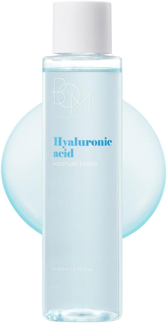 BOM Hyaluronic Acid Moisture Toner 6.76 fl oz, Lightweight Vegan Toner with Vitamins, 72 Hour Hydration Lock, Non Sticky Formula, Hypoallergenic, Sensitive Skin, Korean Skincare
