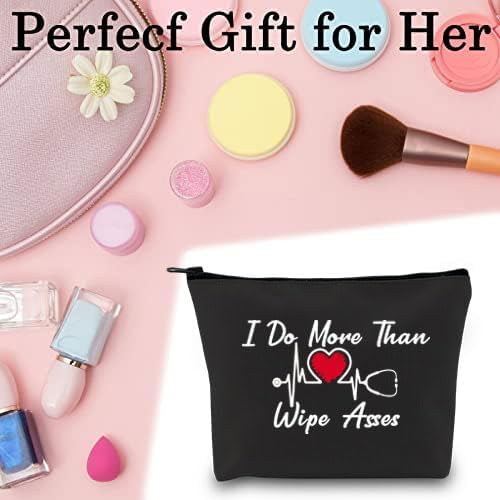 BLUPARK CNA Makeup Bag Certified Nursing Assistant Gifts I Do More Than Wipe Asses Cosmetic Bag for CAN Nurse (Wipe Asses-BK)