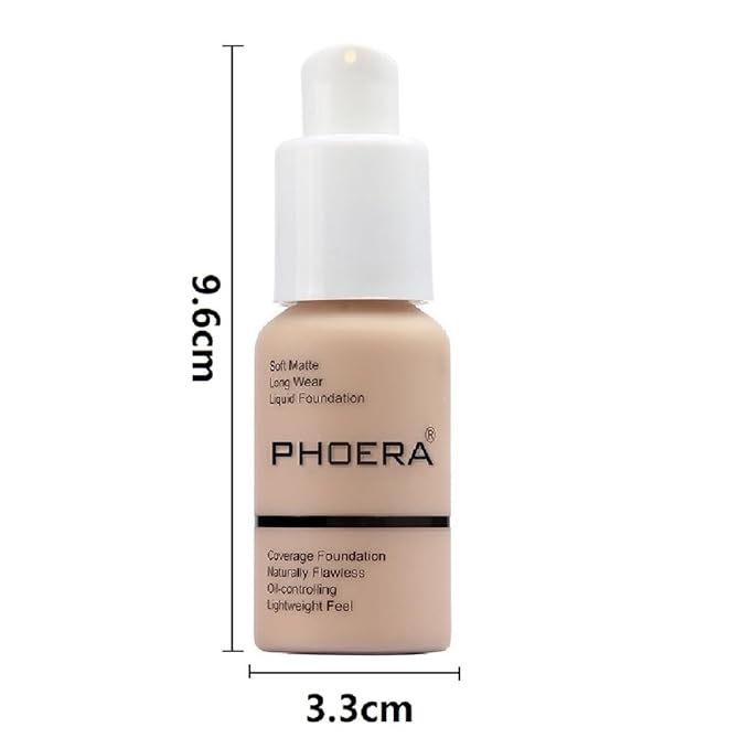 PHOERA Foundation,Full Coverage Flawless Soft Matte 24 HR Oil Control Waterproof Concealer Liquid Foundation Makeup.(1 Pcs-103# Warm Peach)