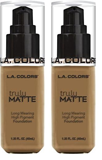 L.A. COLORS Truly Matte Foundation, Warm Caramel CLM362 (Pack of 2)