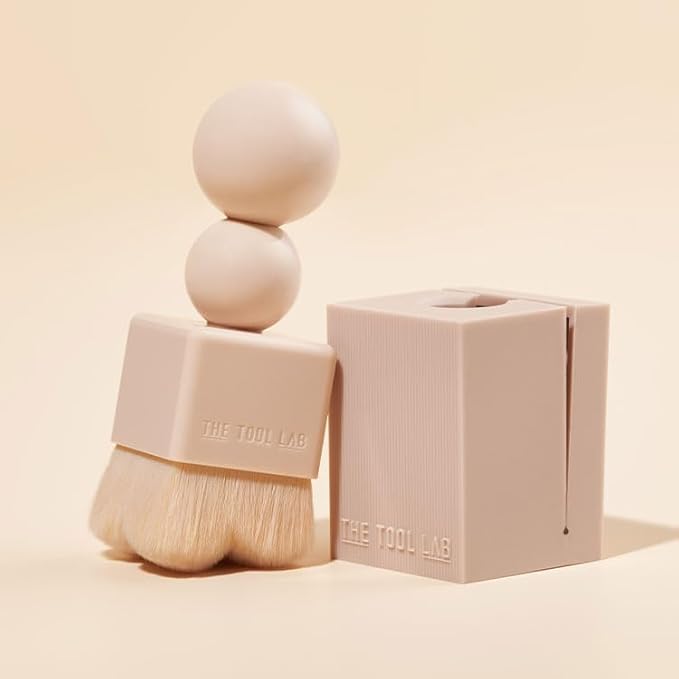 THE TOOL LAB Stamp Skinfit Cushion Foundation & Brush Set｜Glow type, No.23 Natural Beige｜120H Long-Lasting Coverage, Flawless, Ultra Adherence, Glass Glowy Clear Watercolor-Radiance Skin｜SPF 40++, 11g
