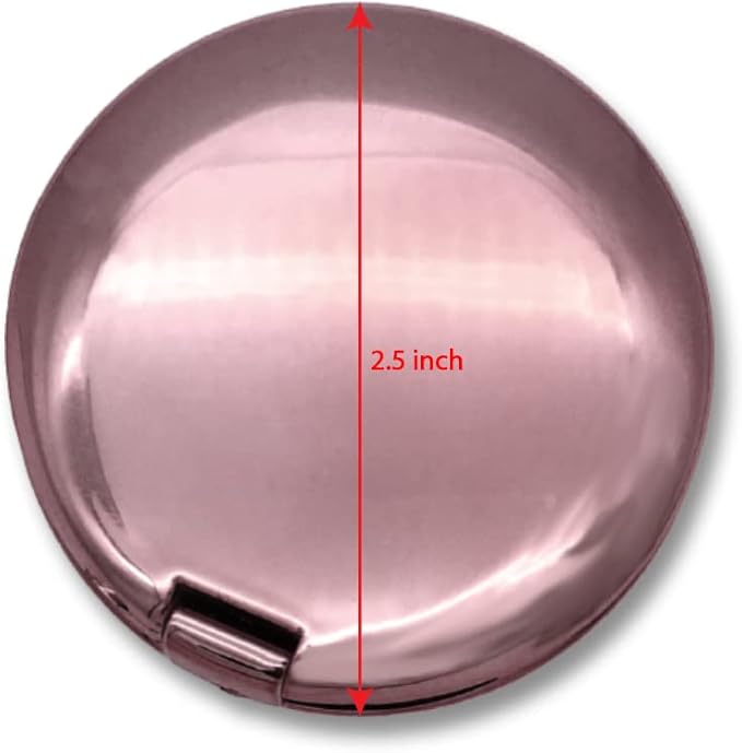 2 Pcs Folding Compact Travel Makeup Mirror 2X 1x Magnification Portable Mini Beauty Accessories (Glossy Rose Gold)