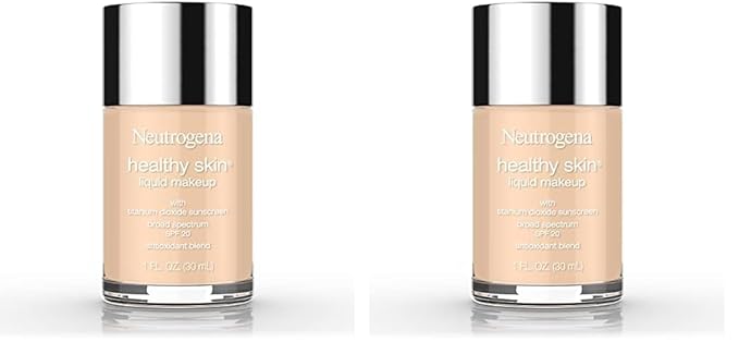 Neutrogena Healthy Skin Liquid Makeup Foundation, Broad Spectrum SPF 20 Sunscreen, Lightweight & Flawless Coverage Foundation with Antioxidant Vitamin E & Feverfew, Natural Beige, 1 fl. oz (Pack of 2)