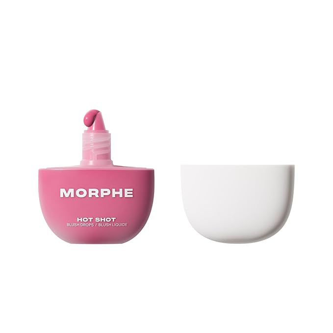 Morphe Hot Shot Blush Drops - Hydrating, Buildable Liquid Blush for Cheeks with Niacinamide and Antioxidants- Buildable, Waterweight Formula for a Natural Finish - Flex Symbol (0.5 Fl Oz)
