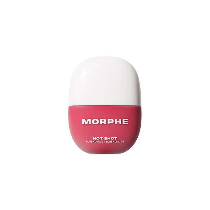 Morphe Hot Shot Blush Drops - Hydrating, Buildable Liquid Blush for Cheeks with Niacinamide and Antioxidants- Buildable, Waterweight Formula for a Natural Finish - Fireball (0.5 Fl Oz)