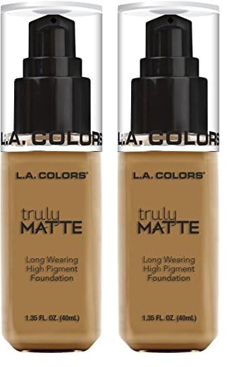 L.A. COLORS Truly Matte Foundation, Deep Tan CLM361 (Pack of 2)