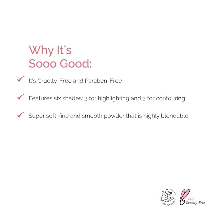 Elizabeth Mott Bronzer Contour Palette with Highlighting Powder – 6 Blendable Shades for Natural Glow – Long-Lasting, Lightweight, Cruelty-Free & Paraben-Free Makeup Contouring Kit for All Skin Tones