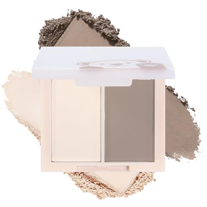 Dual Powder Matte Blush Palette - Warm Beige & Cool Taupe - Matte Buildable Long Lasting Face Blush for Natural Glow & Contouring - Silky Lightweight Cheek Makeup for All Skin Tones 01#
