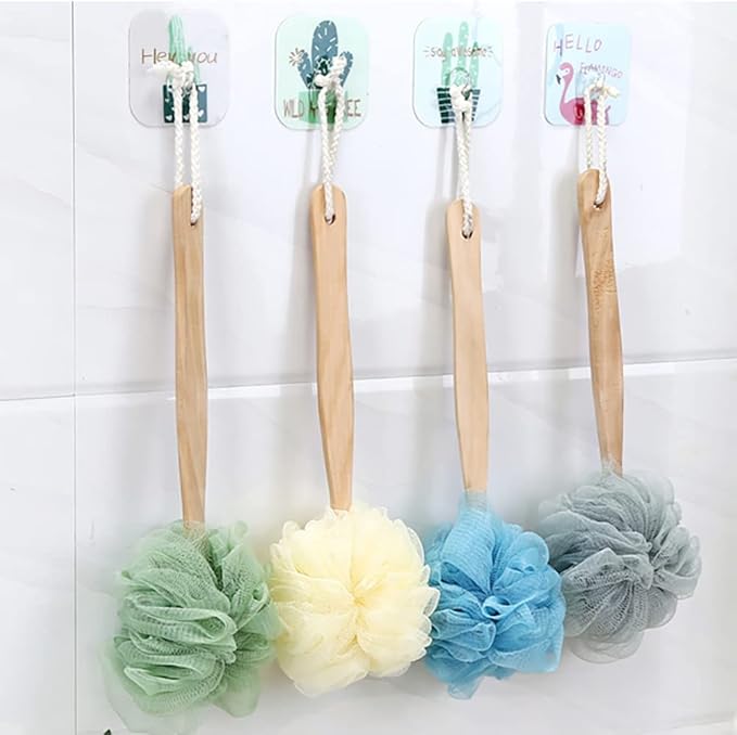 Loofah on a Stick Loofah Back Scrubber Exfoliating Body Sponge Shower Loofah Bath Sponge Long Handle Bath Brush for Men Women Green