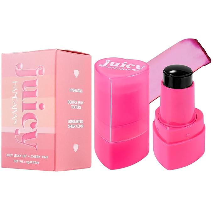 Cooling Water Jelly Tint Blush, Multi-Use Love Blush Tint Stick, Sheer Lip & Cheek Stain Makeup Stick, Moisturizing Buildable Bouncy Jelly Texture, Cruelty Free (02#, 0.32oz)