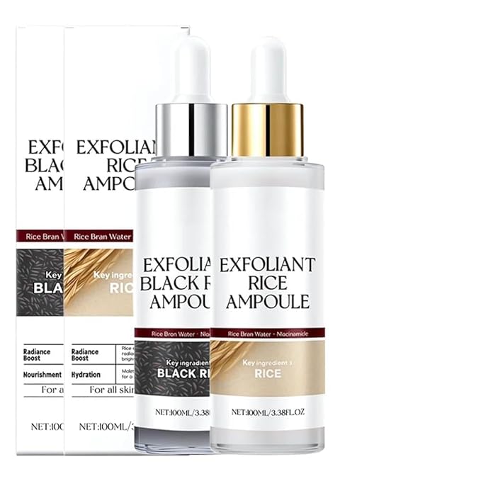 Black and White Rice Peeling Ampoule, 2025 Upgraded Soft Rice Exfoliating Face and Body Black and White Rice Exfoliant for All Skin Types (White+Black, 3.38 Fl Oz (Pack of 1))