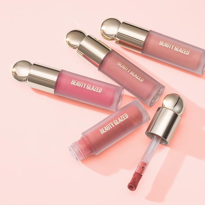 BEAUTY GLAZED Waterproof Matte Liquid Blush Stick Lightweight Cream Blush Moisturising Easy to apply Liquid Blush Multi-purpose Eyes lips Face Beauty Blush # 101