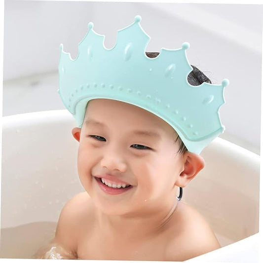 Boy Girl Bath Caps Adjustable Shampoo Hat for Boy Girl Crown Shape Design for Fun Bathing Protects Eyes Ears and Mouth Tpe Material