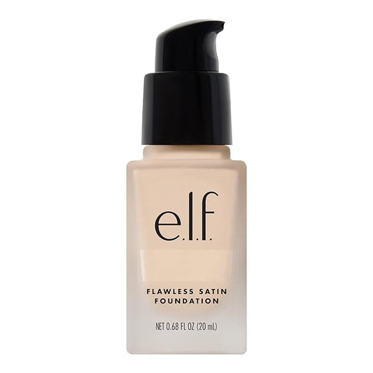 e.l.f. Flawless Satin Foundation, Lightweight & Medium Coverage, Semi-Matte Finish, Vegan & Cruelty-Free, Pearl, 0.68 Fl Oz (20mL)