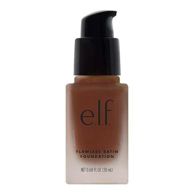 e.l.f. Flawless Satin Foundation, Lightweight & Medium Coverage, Semi-Matte Finish, Vegan & Cruelty-Free, Espresso, 0.68 Fl Oz (20mL)