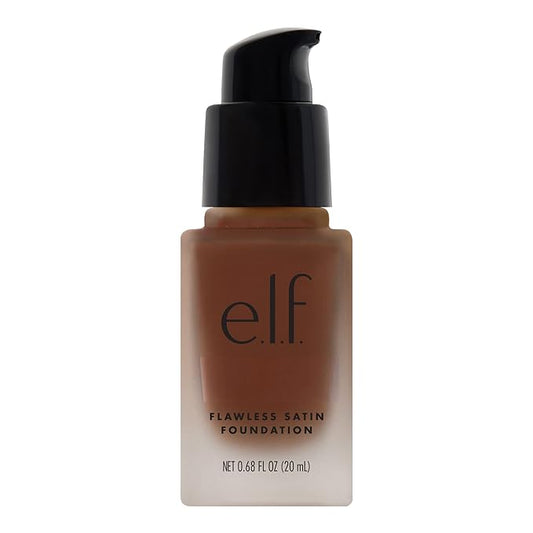 e.l.f. Flawless Satin Foundation, Lightweight & Medium Coverage, Semi-Matte Finish, Vegan & Cruelty-Free, Espresso, 0.68 Fl Oz (20mL)