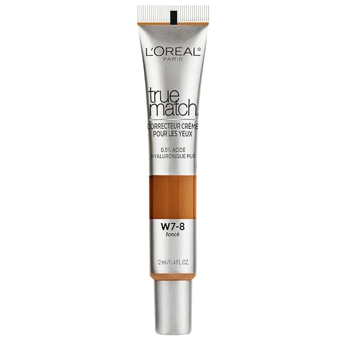 L’Oréal Paris True Match Eye Cream in a Concealer, 0.5% hyaluronic acid, Dark W7-8, 0.4 fl. oz. (Pack of 2)
