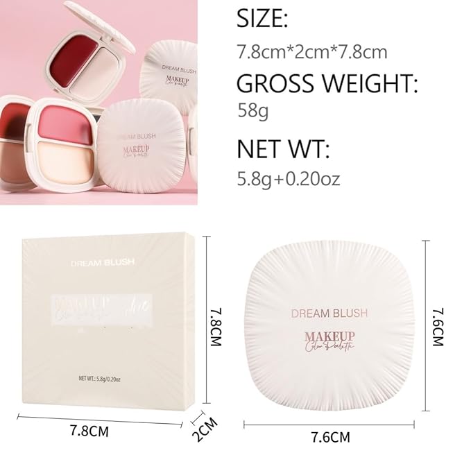 2 Colors Cream Blush for Cheeks Creamy & Ultra Pigmented Formula Face Blushes Makeup Cosmetics #04