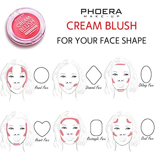 PHOERA Makeup Face Cheek Blush Cream Matte Blusher Super blend-able Sweat-Resistant Pressed Foundation Non_Greasy Palette (106 SUNSET)