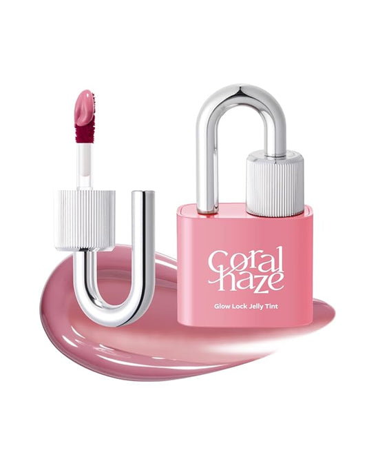 CORLAHAZE Glow Lock Jelly Tint 107 Petal 4g, Hydrating Jelly Glow Lip Stain, High-Shine, Long-Lasting Color Moisturizing Lip Enhancer with Rosehip Oil, Collectible Lock-Shaped Design, Korean Makeup