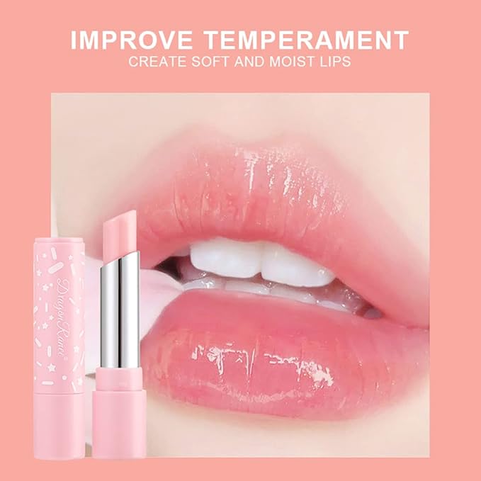 3Pcs Color Changing Lipstick Set, All-Day Moisturizing Lip Care Pink Nude Tinted Lip Balm Tube for Girls Women Make Up Gift Set