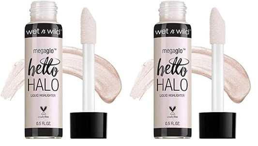 wet n wild MegaGlo Hello Halo Liquid Highlighter Makeup, Shimmer, Glow Halographic (Pack of 2)