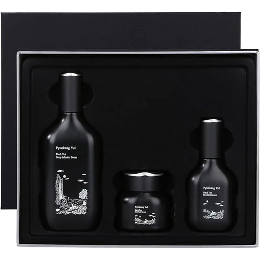 [PKY] Pyunkang Yul Black Tea Line Gift Box Set, Deep Nurishment for Anti-aging, Rich Moisture Toner, Revitalizing Serum & Nourishing Cream, Zero-Irritation (3-item set)