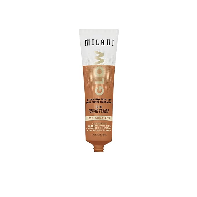 Milani Glow Hydrating Skin Tint - Medium to Dark, Dewy Finish, Light Coverage, Cruelty Free