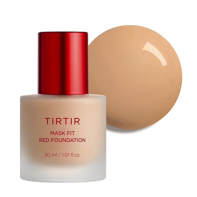 TIRTIR Mask Fit Red FoundationㅣLong Lasting Flawless Coverage, Energy Essence, Lightweight, Hydrating, Pore-Blurring, Breathable Satin Finish, Makeup, Radiant Skin, #33N Macchiato, 1.01 Fl Oz