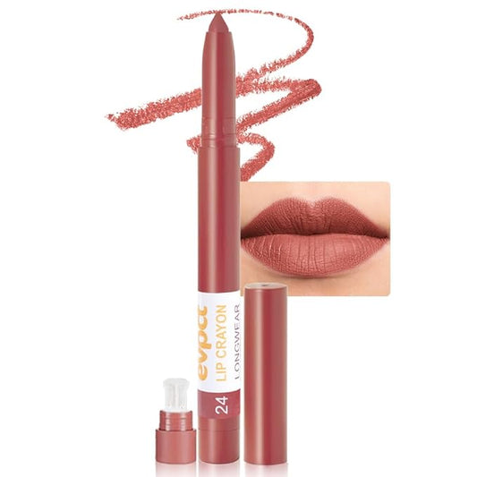 evpct Fairest Nude Brown Lip Liner Crayon Pencils Set for Women, Matte Lip Stick Crayon Long Lasting, Lips Pencil Liner and Lipstick set, Lipliner Pencil 24 Hours Long Wear Lipstick Built-in Sharpener