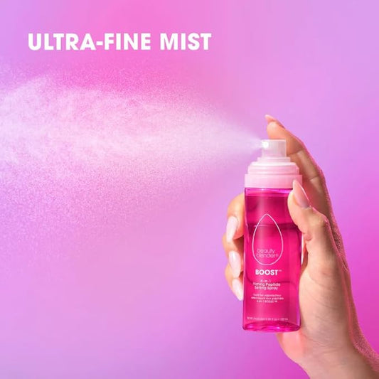 beautyblender Boost 4-in-1 Firming Peptide Setting Spray, Set Makeup Up to 18 hours, Plump & Hydrate Skin, While Blur Pores and Reduce Shine